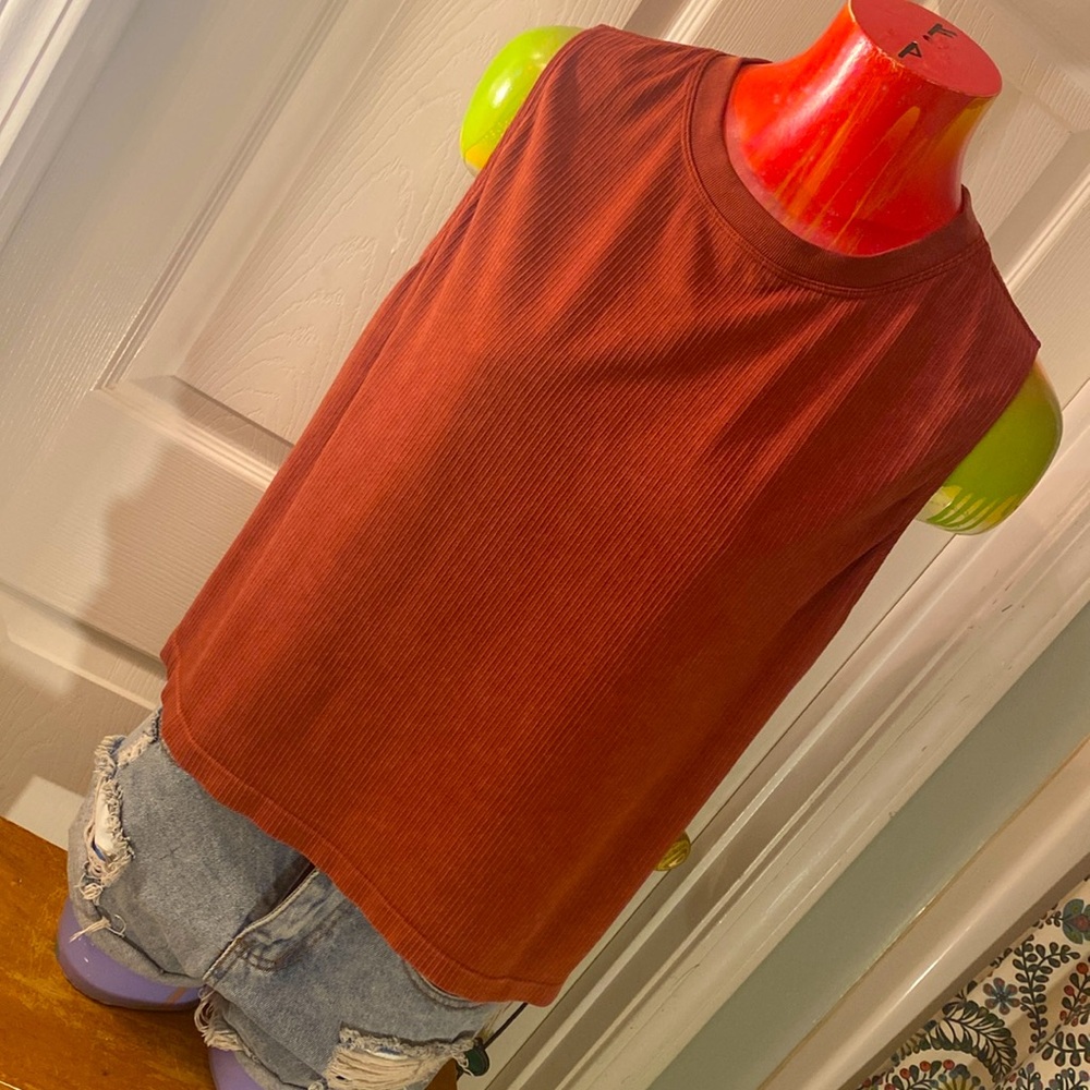 SAGE Collective Burnt Orange Boxy Muscle Tee Tank Top